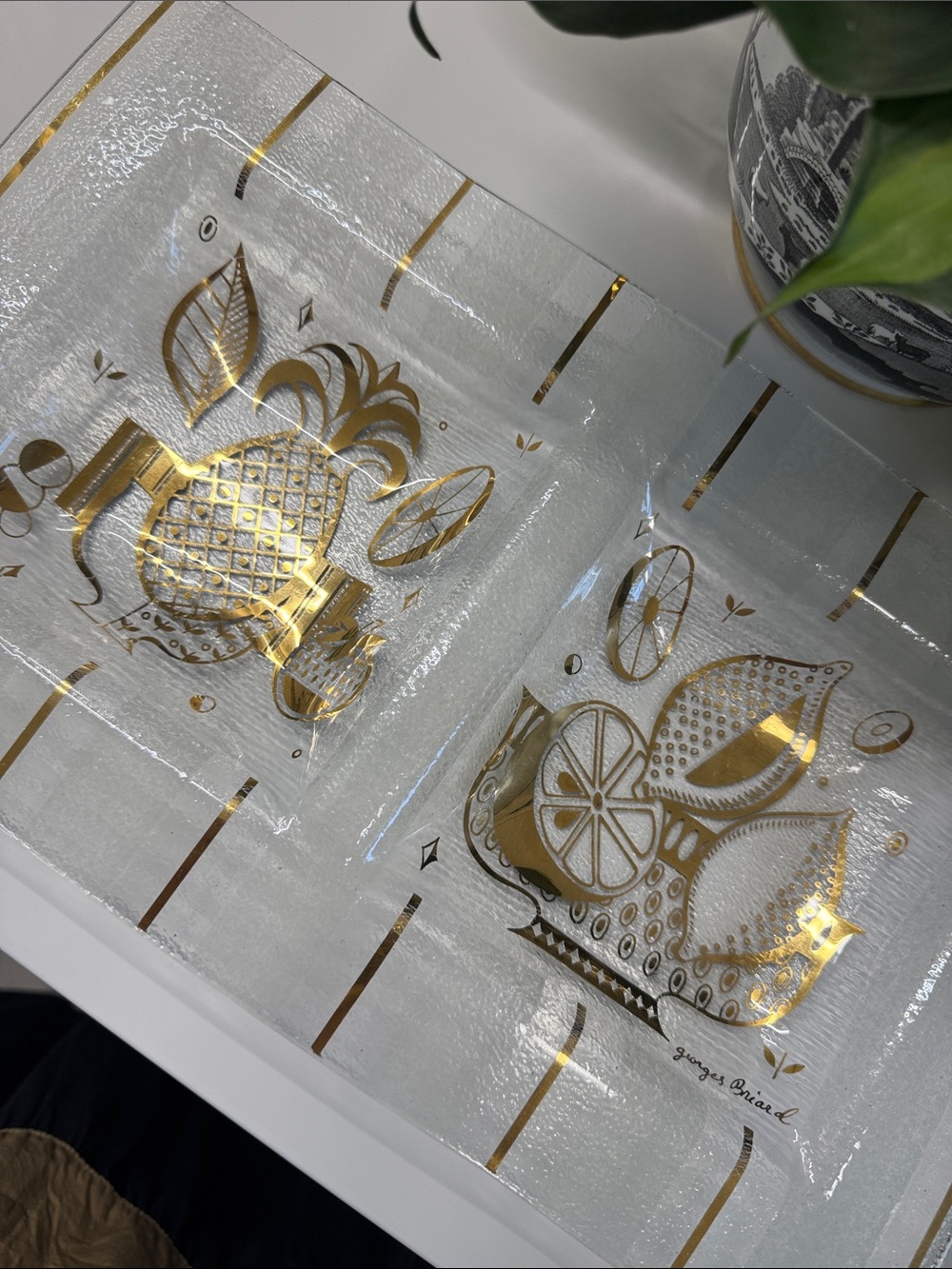 Vintage Georges Briard “Forbidden Fruit” Glass Serving Tray